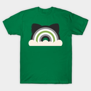 Agender Pride Cat Ear Rainbow T-Shirt